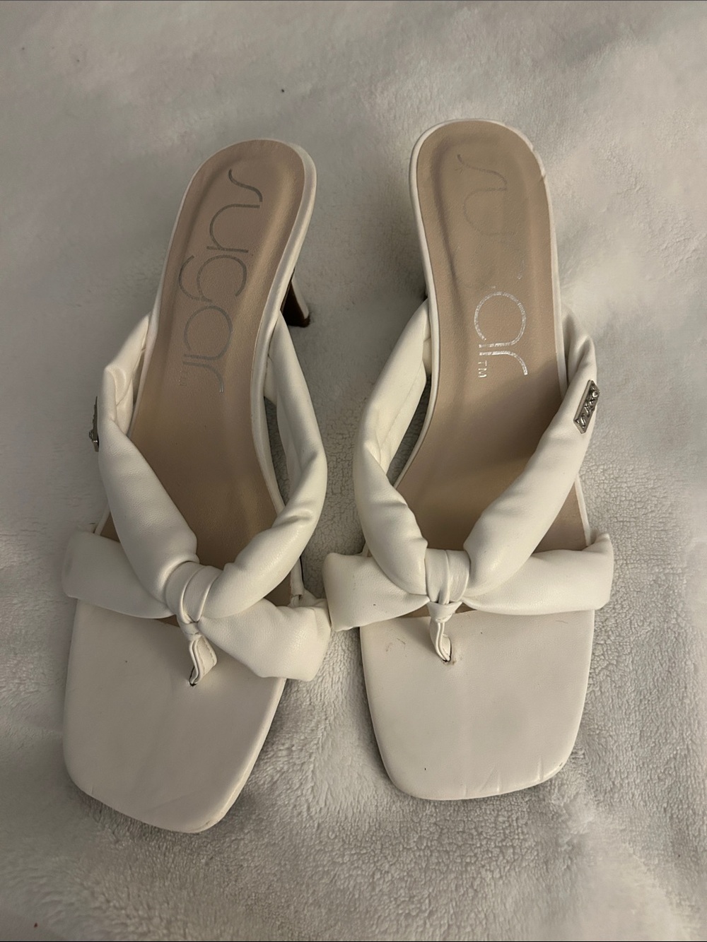 Sugar White Knotted Slide Mules